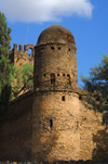 Gondar, Amhara Region, Ethiopia: Royal Enclosure - tower near Mentewab's castle seen from outside the walls - photo by M.Torres