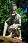 Bahir Dar, Amhara, Ethiopia: statue sitting on the wall of St George Church - photo by M.Torres