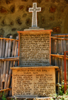 Lake Tana, Amhara, Ethiopia: Entos Eyesu Monastery - memorial with Amharic inscription - photo by M.Torres