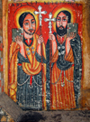 Lake Tana, Amhara, Ethiopia: Kebran Gabriel Monastery - saints - mural - photo by M.Torres