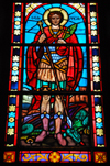 Addis Ababa, Ethiopia: Holy Trinity Cathedral - stained glass - St George - photo by M.Torres