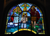 Addis Ababa, Ethiopia: Holy Trinity Cathedral - stained glass - Christ and the Holy Spirit - photo by M.Torres
