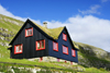 Kirkjubur, Streymoy island, Faroes: old Nordic house with peat roof, above the Kirkjubargarur - photo by A.Ferrari