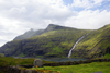Saksun, Streymoy island, Faroes: cemetery, waterfall and the freshwater lake that was once an inlet - photo by A.Ferrari