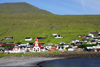 Sandavgur, Vgar island, Faroes: south coast of the island - sandy beach by the village - photo by A.Ferrari