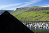 Srvgur village, Vgar island, Faroes: roof and the harbour - photo by A.Ferrari