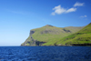 Vgar island, Faroes: coastal view - verdant hills near Gsadalur - photo by A.Ferrari