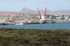 Falkland islands / Ilhas Malvinas - Port Stanley / PSY (East Falkland): the Sloman Commander in the harbour - merchant ship - photo by C.Breschi