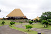 Suva, Viti Levu island, Fiji: Parliament House with traditional tall roof - photo by R.Eime