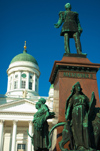 Finland - Helsinki - Statue of Tsar Alexander II with the Lutheran Cathedral in the background - Senate square - Helsingin tuomiokirkko / Helsingfors domkyrka - photo by Juha Sompinmki