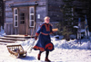 Finland - Levi: Sami farm - girl with sledge (photo by F.Rigaud)