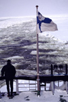 Finland - Lapland - Kemi - Gulf of Bothnia - stern - Finnish flag - Arctic images by F.Rigaud