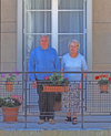 France - Le Havre (Seine-Maritime, Haute-Normandie): Retired Couple - balcony - photo by A.Bartel