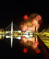 Le Havre, Seine-Maritime, Haute-Normandie, France: Fireworks over Bassin du Commerce - Le Volcan - photo by A.Bartel