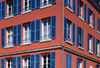 Le Havre, Seine-Maritime, Haute-Normandie, France: Apartments - windows with blue wood blinds - photo by A.Bartel