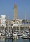 Le Havre, Seine-Maritime, Haute-Normandie, France: Yacht Harbour and St. Joseph's Catholic Church - Normandy - photo by A.Bartel