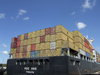 Le Havre, Seine-Maritime, Haute-Normandie, France: stern of the MSC Ans Container Ship - photo by A.Bartel