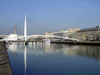 Le Havre, Seine-Maritime, Haute-Normandie, France: Stock exchange bridge and small sail boats - Pont de la Bourse - Bassin du Commerce - photo by A.Bartel