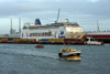 Le Havre, Seine-Maritime, Haute-Normandie, France: Cruise Ship Ibero Grand Mistral, Container Barge, Fishing Boat, Gendermerie Maritime boat - photo by A.Bartel