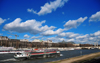 Paris, France: Seine river - river barge Peter Pan going upstream, Port de la Confrence, seen from Quai d'Orsay - 7e and 8e arrondissement - photo by M.Torres