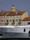Saint-Tropez, Var, PACA, France: yacht, houses and bell tower of the Church of Saint-Tropez - photo by T.Marshall
