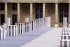 Paris, France: Daniel Buren's modern art installation 'Les Deux Plateaux', known as 'Les Colonnes de Buren' in the courtyard of the Palais-Royal - cour d'honneur - 1er arrondissement - photo by K.Gapys
