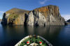 Franz Josef Land - Rubini Rock and bow of ship (photo by Bill Cain)