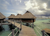 French Polynesia - Bora Bora / Pora-Pora / BOB (Society islands, iles sous le vent): Matira Point - bungalows over the world's most beautiful lagoon  (photo by A.Walkinshaw)