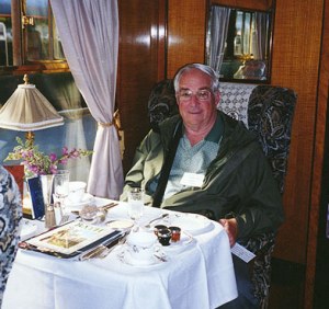 Galen R. Frysinger on the Orient Express on the way from London to Bath