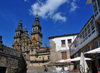 Santiago de Compostela, Galicia / Galiza, Spain: the Cathedral - entering Praza do Obradoiro - from the end of Avenida de Raxoi - photo by M.Torres
