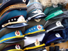 Berlin, Germany / Deutschland: East-German and Soviet military hats - photo by M.Bergsma