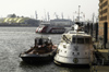 Germany / Deutschland - Hamburg: harbour - Hamburger Hafen. Im Hintergrund die Krne der Werft Blohm + Voss - shipyard (photo by W.Schmidt)
