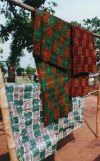 Ghana / Gana - Kumasi: cloth prepared with block prints - textiles (photo by Gallen Frysinger)