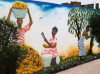 Ghana / Gana - Aburi: mural showing work with the cocoa beans - Aburi gardens (photo by Gallen Frysinger)