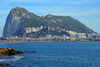 Gibraltar: the town, harbour and the western face of the Rock - photo by M.Torres