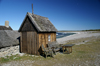 Fr island, Gotland, Sweden beach, hut and picnic table - old fishing village near Digerhuvud - photo by A.Ferrari