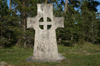 Fr island, Gotland, Sweden: old rune stone - cross - photo by A.Ferrari