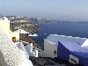 Greek islands - Santorini / Thira: Firostefani - tall ship under the cliffs - photo by A.Dnieprowsky