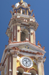 Greece, Dodecanese Islands, Symi island - Panormitis: Monastery of the Archangel Michael - the ornate bell tower - Dodecanese archipelago - photo by P.Hellander