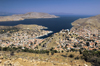 Greece, Dodecanese Islands, Syme / Simi / Smbeki: the port of Yialos from a high up viewpoint - photo by P.Hellander