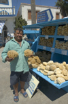 Greece, Dodecanese, Lipsi:sponge seller at the island's port - photo by P.Hellander