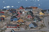 Greenland - Ilulissat / Jakobshavn - multicolored timberbuildings - in the background the Disko bay - photo by W.Allgower