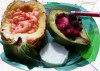 Guadeloupe / Guadalupe / Guadelupe: Pineapple Shrimp Remoulade - fruit salad in an avocado (photographer: R.Ziff)