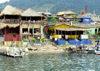 Guatemala - Panajachel - Lago de Atitln - Solol department: lakeside restaurants for tourists justify the alias 'Gringotenango' - Lake Atitln (photo by A.Walkinshaw)