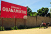 Ouanaminthe / Juana Mendez, Nord-Est Department, Haiti: welcome sign, sponsored by a mobile phone company - photo by M.Torres