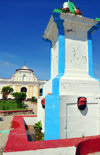 Fort-Libert, Nord-Est Department, Haiti: Place d'Armes, the main square - fountain and the Cathedral - photo by M.Torres