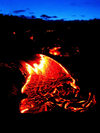 Hawaii island - Kilauea volcano: Pahoehoe lava on East Rift Zone of the Kilauea - Hawaii Volcanoes National Park - flow of incandescent lava - Unesco world heritage site - photo by R.Eime