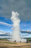 Iceland - Strokkur: geyser eruption - vapor coloumn - 'The Churn' - photo by W.Schipper