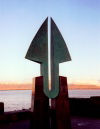 Iceland - Reykjavik: harpooning the sky - whalers monument on Saetn avenue (photo by M.Torres)