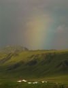 Iceland Rainbow and village, Vik (photo by B.Cain)